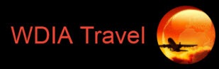 WDIA Travel logo featuring an airplane silhouette against a sunset background, conveying a sense of adventure and travel.